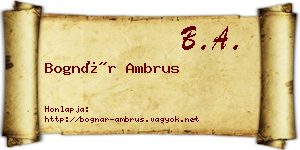Bognár Ambrus névjegykártya